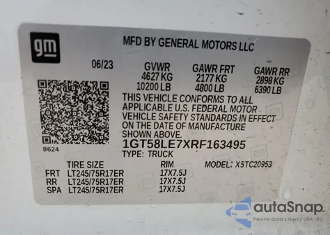 2024 GMC Sierra C2500 Heavy Duty из США, поврежденный, VIN 1GT58LE7XRF163495